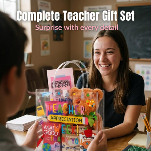 Package Set Eli & Val Teacher Care with Organic Sweet Treats and Snacks Includes Candy, Lip Balm, Greeting Card