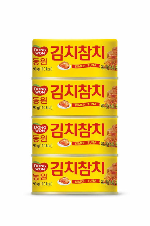 Generic Kimchi Tuna 90g (3.17oz) 4-Pack, Korean Spicy Canned Tuna with Fermented Kimchi,