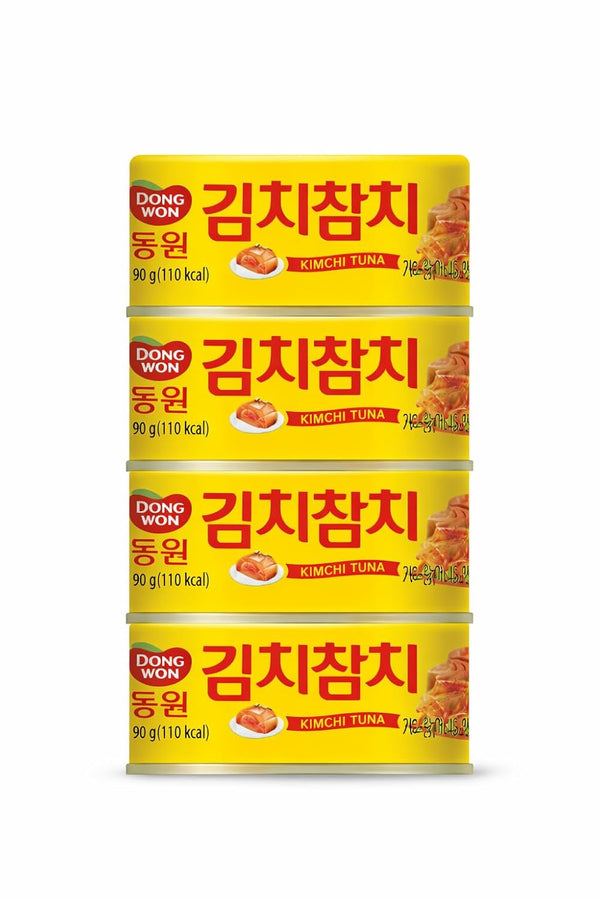 Generic Kimchi Tuna 90g (3.17oz) 4-Pack, Korean Spicy Canned Tuna with Fermented Kimchi,