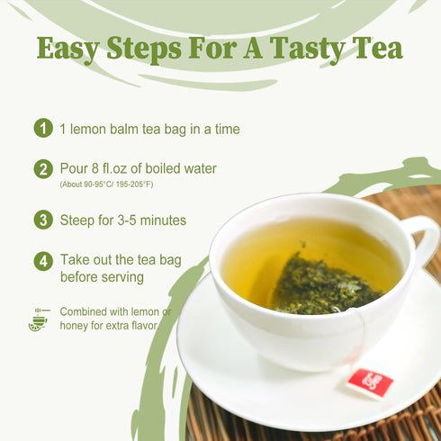 40 1.5g/bag 40.0 Count FullChea - Lemon Balm Tea Bag, Teabags, - Premium Lemon Balm Herb - Melissa Officinalis
