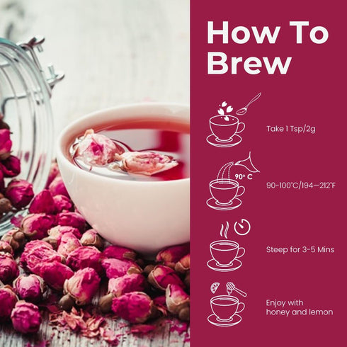 BLUE TEA - Rose Buds Herbal Tea - 1.06 Ounce, Caffeine Free Vegan Detox Tea in Food Grade Pet Jar