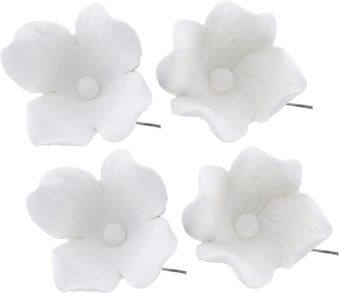 36 Count Global Sugar Art Hydrangea Blossom Sugar Cake Flowers, White with wire, by Chef Alan Tetreault