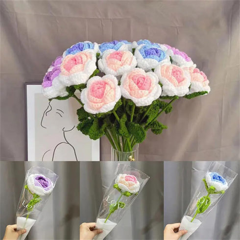 Hcclijo Hand-Woven Bouquet of Sunflowers and Roses