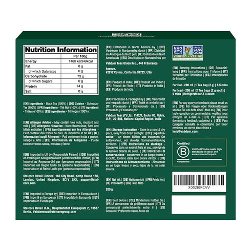 VAHDAM English Breakfast Black Tea Bags (100 Count) - High Caffeine, Strong, Robust Pyramid Tea Bags
