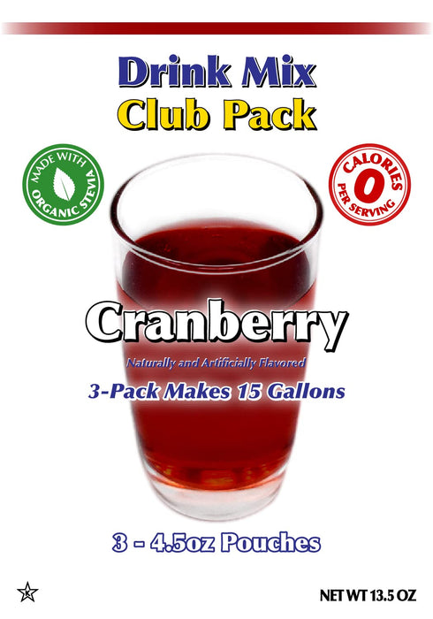 Cranberry Zero Calorie Drink Mix - Sugar Free Stevia Sweetened