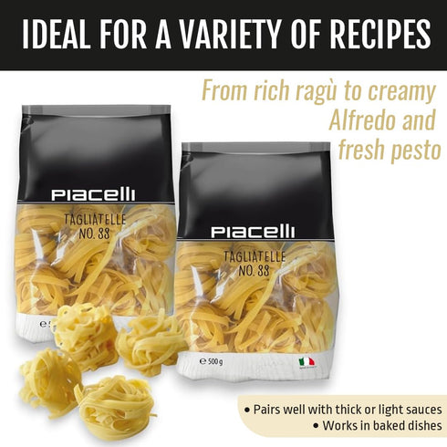 Piacelli 88 500g 2pk Tagliatelle No. Protein Pasta - Enjoy Silky Italian Tagliatelle Pasta with Wholesome Nutrition