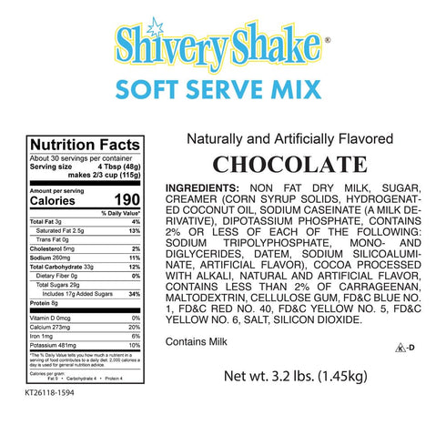 Shivery Shake Chocolate Soft Serve Ice Cream Mix by