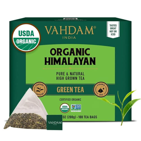 VAHDAM, Organic Himalayan Green Tea (100 Count) High Grown, Non GMO, Gluten