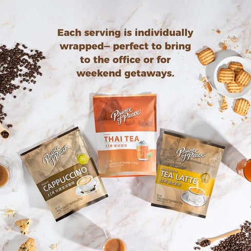 3 1 22 Prince of Peace in Instant Hong Kong Style Tea Latte, Sachets English Milk Tea Mix, Non-Dairy Creamer