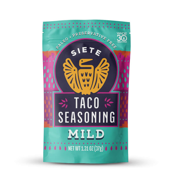 Siete Mild Taco Seasoning Mix | Gluten Free, Vegan, Paleo, Preservative Free | Whole 30 Approved (6 Packets, 42
