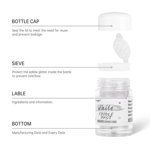 Sujoygar Silver Edible Glitter for Cocktails, 4g Luster Dust Edible Drink Glitter for Baking