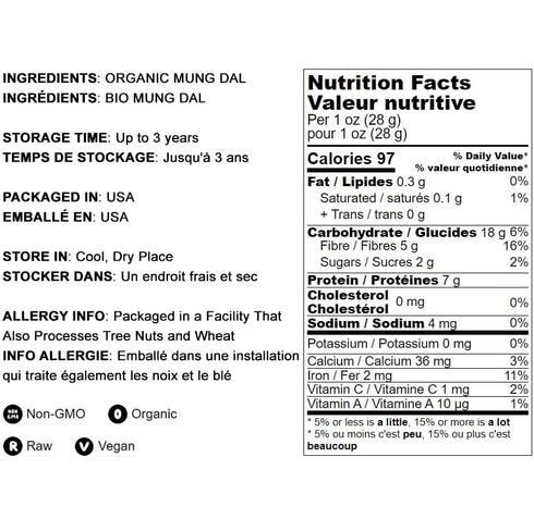 2 Food to Live Organic Yellow Mung Dal, Pounds Non-GMO, Peeled Split Mung Beans (Moong Dal). Ayurvedic Food. Easy