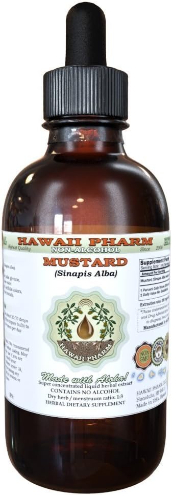 Hawaii Pharm Mustard Alcohol-Free Liquid Extract, Professional Grade, Small Batch Crafted Mustard (Sinapis Alba)