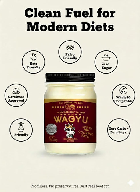 AUX DELICES DES BOIS 11oz 30 Aux Dlices des Bois Rendered Wagyu Beef Tallow, | Premium Cooking Fat for Searing, Frying
