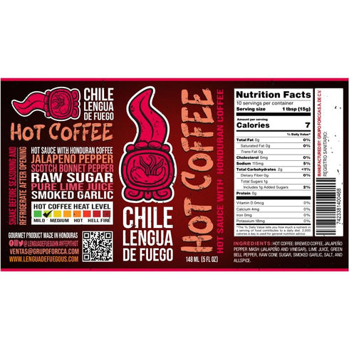 (Pack 1, Chile Lengua de Fuego Mild Hot Sauce of Hot Coffee)