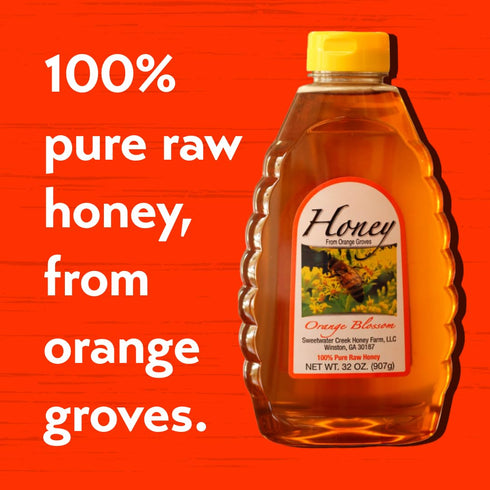 Sweetwater Creek Honey Farm 100% 32 oz 100% Orange Blossom Honey - Pure, Raw, & Unfiltered - - - Beekeeper Owned