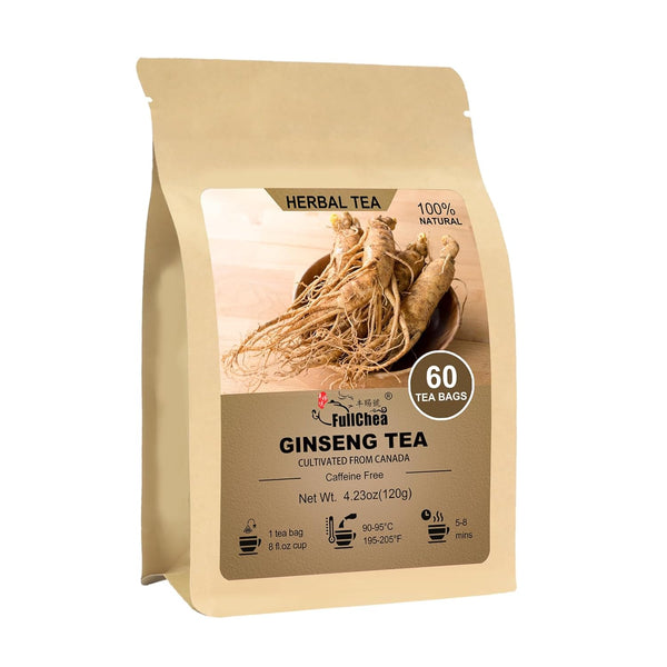 FullChea - Ginseng Tea bags, 60 Teabags - Pure Ginseng Root Tea