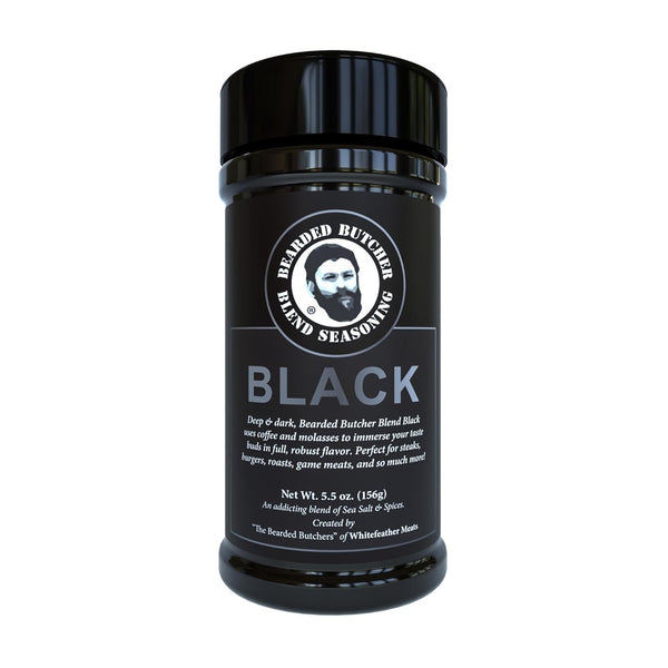 Bearded Butchers Black Blend Seasoning, 5.5 oz Shaker, Coffee & Molasses Flavor for Steaks, Gluten-Free