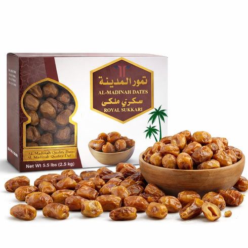 iron shield Al-Madinah Royal Sukkari Dates Premium Saudi Dates, Naturally Sweet Whole Dates, 2.5