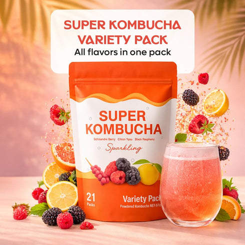 Packets Pack 21T Packets DALAMHARI Kombucha Powder | Variety | Sparkling Probiotic Kombucha Drink for Gut Health Ade