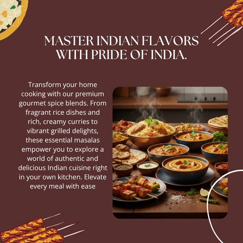 7 Oz Pride of India | Biryani Masala, Tikka Curry Masala & Tandoori Grill Masala Bundle - Each | Indian Restaurant