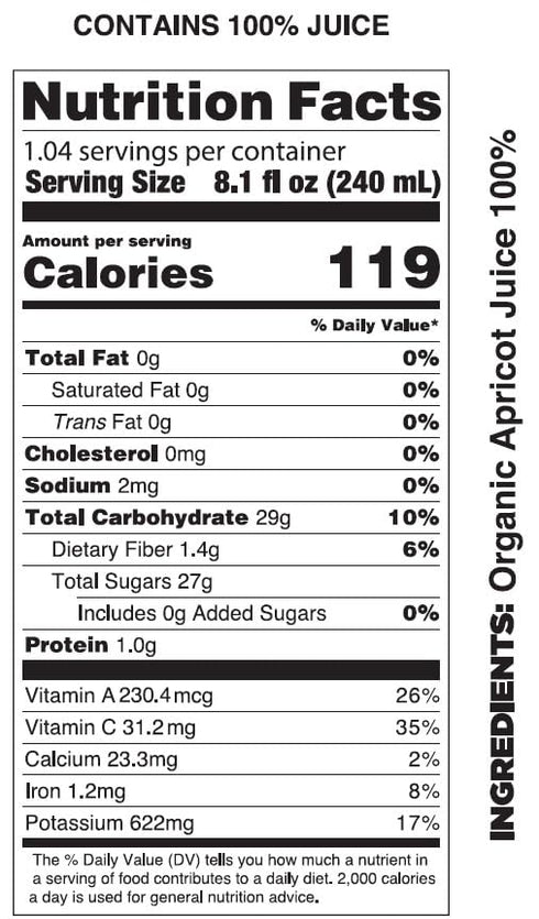100% 8.4 oz (Pack 12)(Packaging Pomona Organic Apricot Juice, Cold Pressed USDA Organic Juices, Apricots, No Added