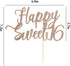 Happy Sweet 16 Cake Topper, Cheers to 16 Years, Rose Gold Decoration for 16th Birthday or Wedding Anniversary