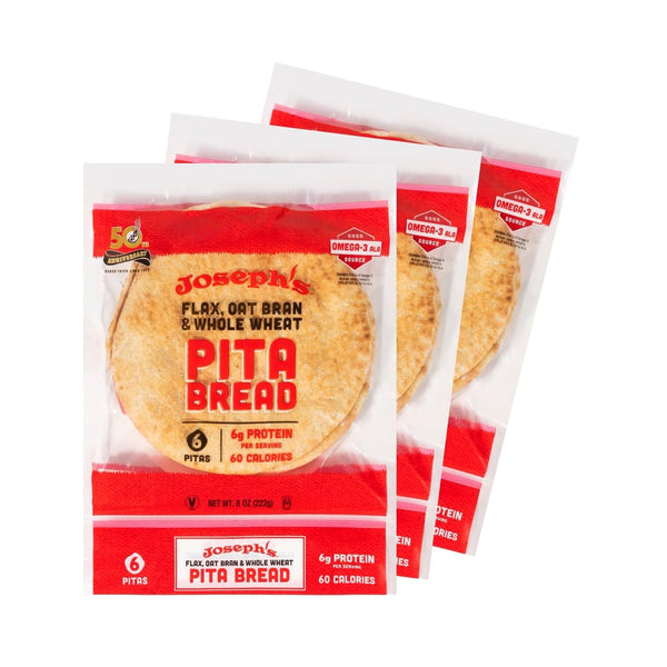 Flax Pita 3 Pack - Joseph's Pita Bread Value 3-Pack, Flax Oat