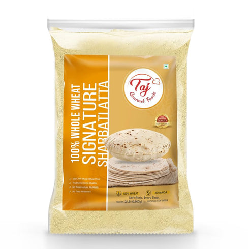 TAJ Gourmet Foods TAJ Signature Sharbati Atta 2-Pounds | Chakki Atta - Stone Ground 100%