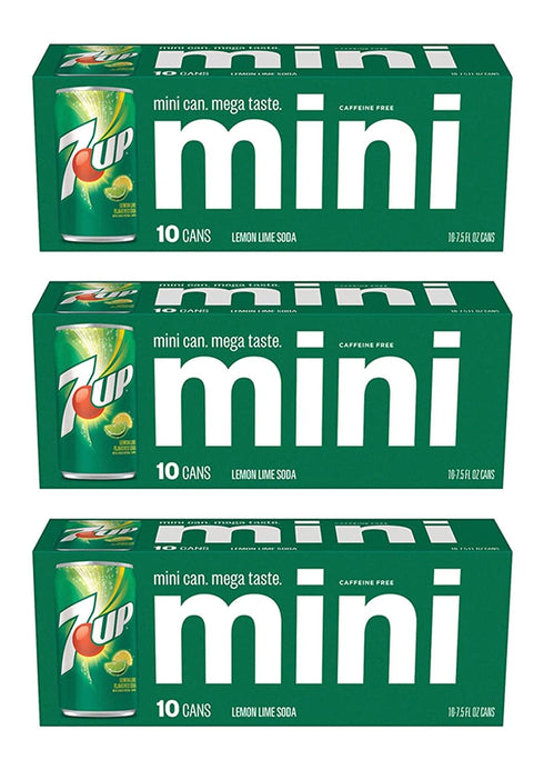 Mini 7up Sodas - 10 pack (3 cases of 10 packs for