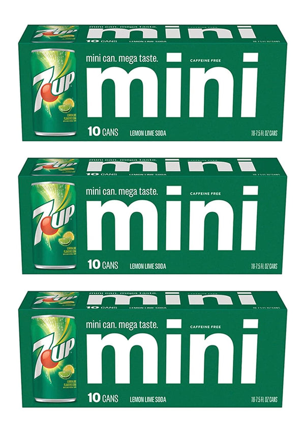 Mini 7up Sodas - 10 pack (3 cases of 10 packs for