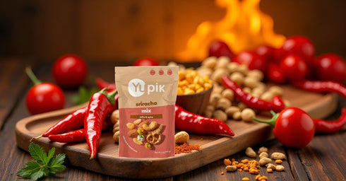 6 Oz, Yupik Sriracha Mix, Savory Crunchy Snack, Spicy Blend, BBQ Trail Mix, Protein Snacks, Cashews, Wasabi Peas