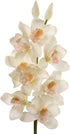 2 Pack 30" 10 2 Silk Cymbidium Orchid Stem - White, Long with Flowers and Buds for Weddings, Home Decor, and DIY