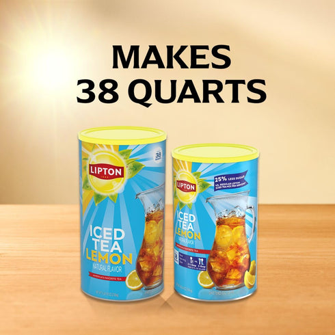 38 Lipton Lemon Powdered Iced Tea, Sweetened, Makes Quarts