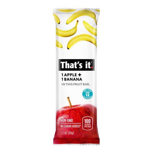 100% (12 Pack) That's it Apple + Banana Natural Real Fruit Bar, Best High Fiber Vegan, Gluten Free Healthy Snack, Paleo