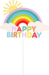 Glitter Happy Birthday Cake Toppers, Rainbow Cake Picks for Baby Shower Birthday Party Decoration Supplies