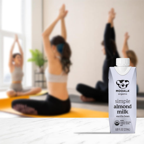 4 12 Pack Mooala Organic Simple Almondmilk Vanilla- Shelf Stable Single Serve Cartons, Ingredients, No Gums, No Oil, No