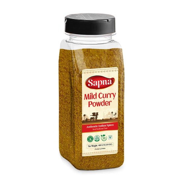 Sapna Mild Curry Powder, 14 OZ, Premium Authentic Indian Spice Blend, All Natural