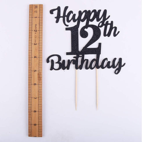 LVEUD 12th Birthday Cake Topper, Happy Birthday Black Flash 12th Cake Ornament