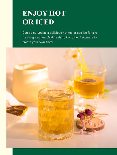 100 Count GLDNT Organic Decaf Green Tea Bags, Organic Green Tea Decaffeinated, Smooth Flavor, Super Antioxidant, Iced