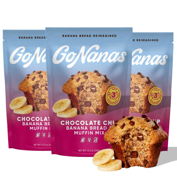 GoNanas Chocolate Chip Oat Flour Banana Bread Mix, Suitable for Plant Based