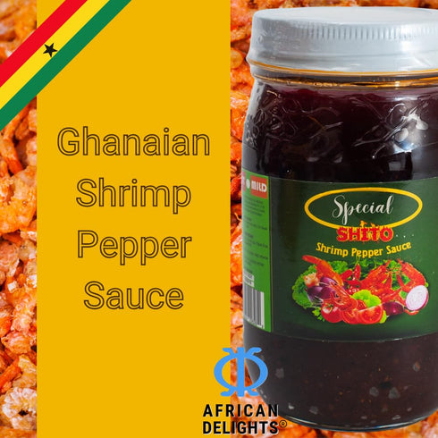 (8 oz Special Shito |Shrimp Sauce Hot Sauce |Ghana Shito | Premium Blend of Shrimp | Fish Powder |Spices & Hot Dried