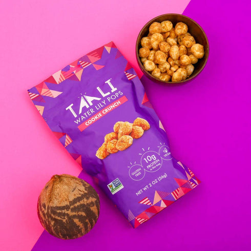 (6 2 oz Taali Cookie Crunch Water Lily Pops Resealable Bags) - Sweet Roasted Fox Nuts Makhana Snack | Crunchy Indian