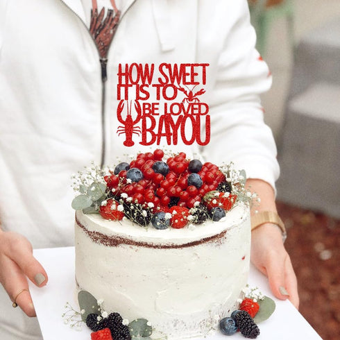 ZLPDS How Sweet It's to Be Loved Bayou Cake Topper Louisiana Cajun Theme Cake Decorations for Wedding Engagement Bridal