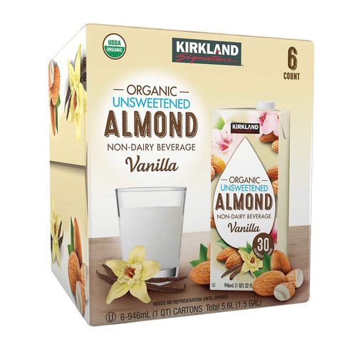 KIRKLAND 31.9 Oz (Pack 6) Signature Organic Almond Unswtd Beverage, Fl