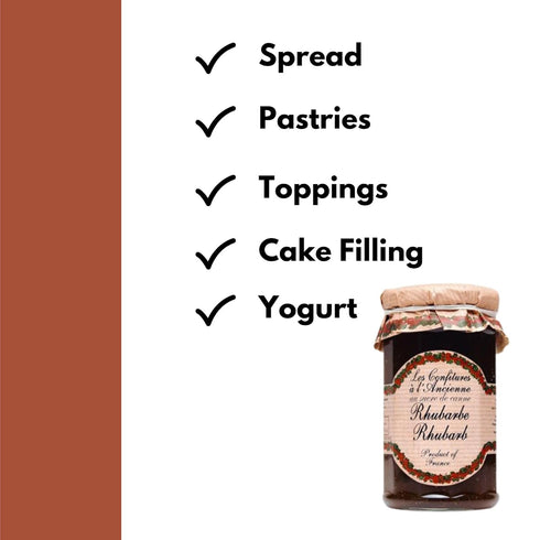 Les Confitures a l'Ancienne 9 oz Rhubarb Jam Andresy All natural French jam pure sugar cane jar Confitures a