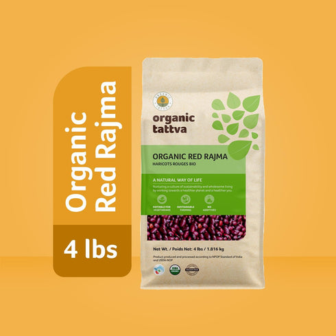 (4 lbs) Organic Tattva Dark Red Kidney Beans - Organic Kidney Beans - Dried & Unpolished Red Rajma Bean - High Protein