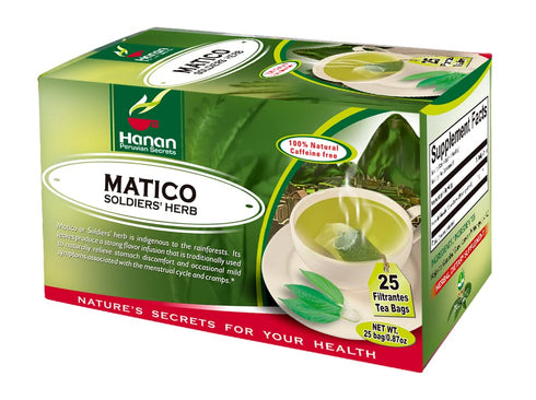 HANAN PERUVIAN SECRETS Matico (Soldiers' Herb) | 100% Natural Soldiers' Herb | 25 Tea Bags|