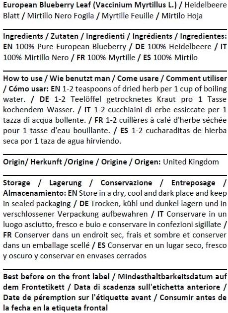 Health Embassy European Blueberry Leaf, Vaccinium Myrtillus L, 100% Natural, 50g