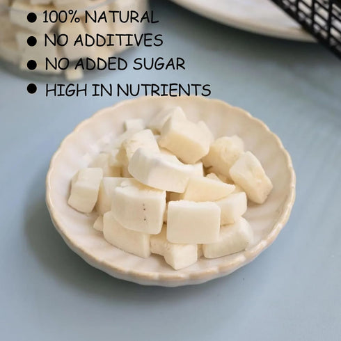 YJJOUUT 10.58oz/300g Freeze Dried Coconut Chunks Thick/No sugar added Dry Coconut Snacks Healthy Dehydrated Fruit